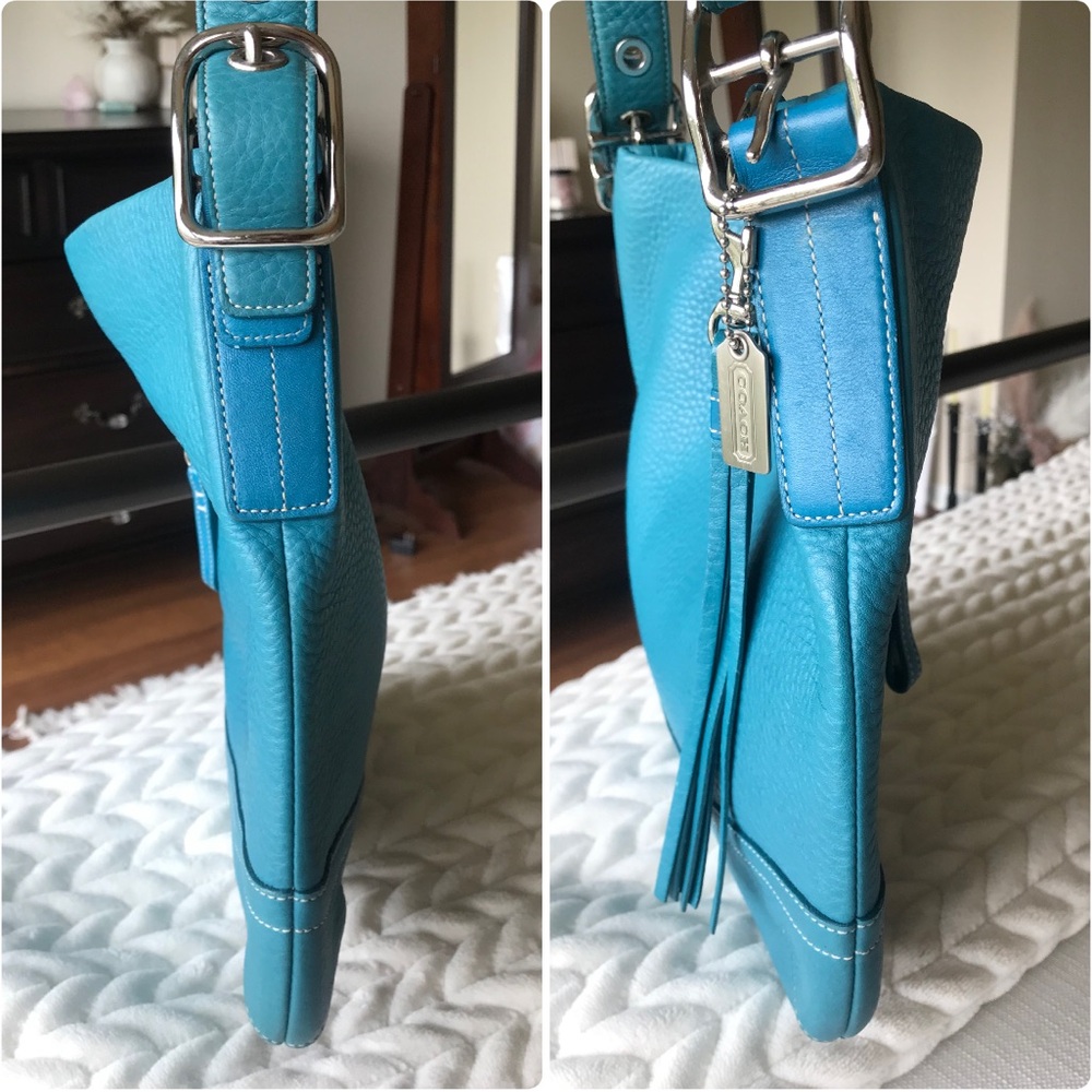 Coach Vintage Legacy Leather Slim Duffle Shoulder Crossbody Purse Blue 1427 Y2K - Picture 5 of 16